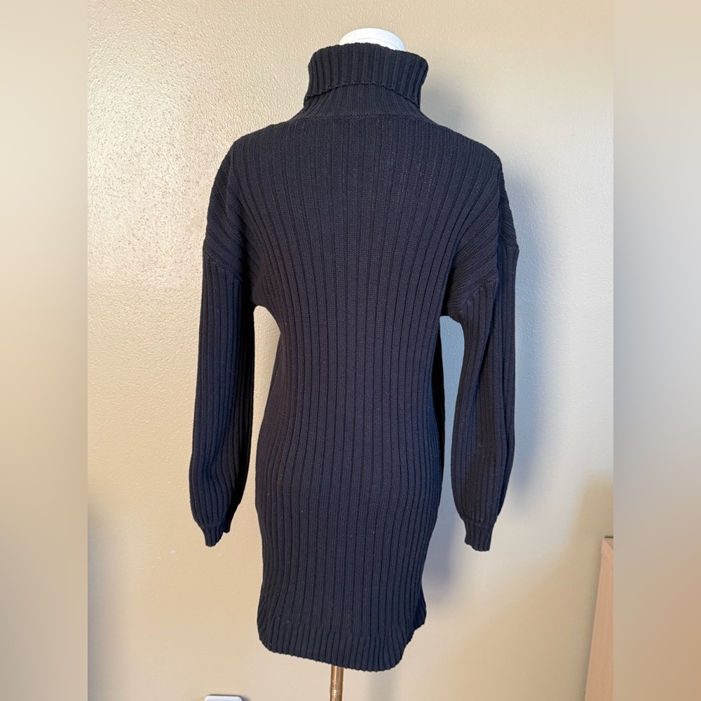 Fashion Nova Black Ribbed Knit Sweater Mini Dress or Tunic - Picture 2 of 5